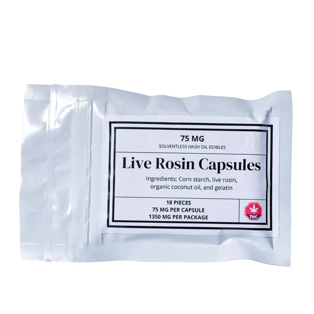 Live Rosin Capsules (1350MG THC/75MG Per Cap)