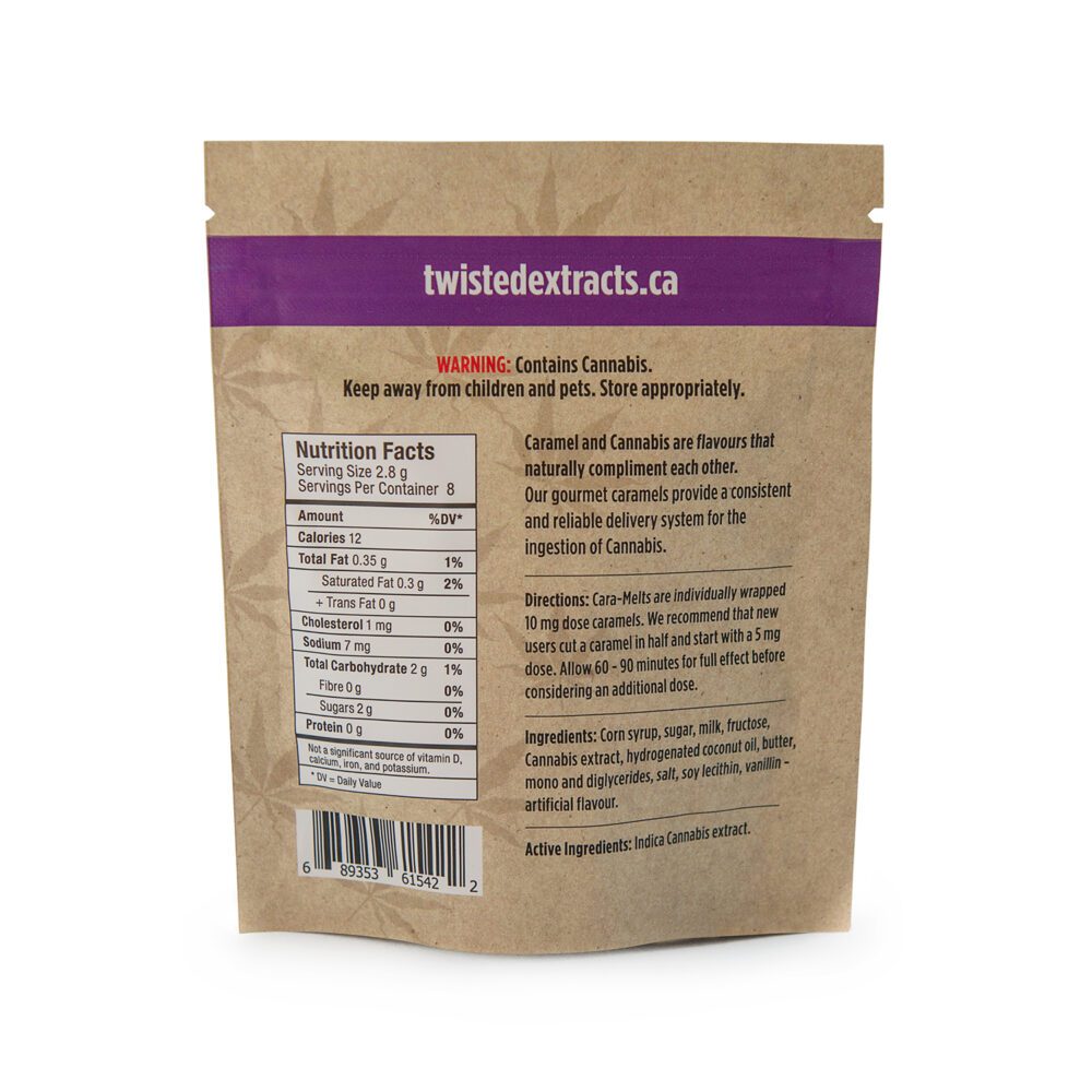 Twisted Extracts Indica Cara-Melts 80 Mg THC Back