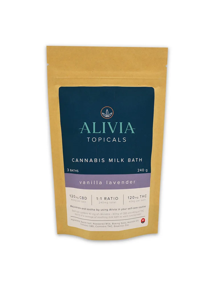 ALIVA TOPICALS Alivia Cannabis Milk Bath 1 To 1 Vanilla Lavender 240MG CBD