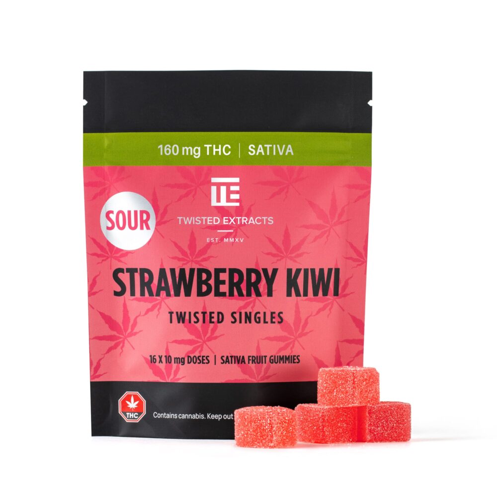 Twisted Extracts – Twisted Singles Sour Strawberry Kiwi - Sativa (160mg THC)